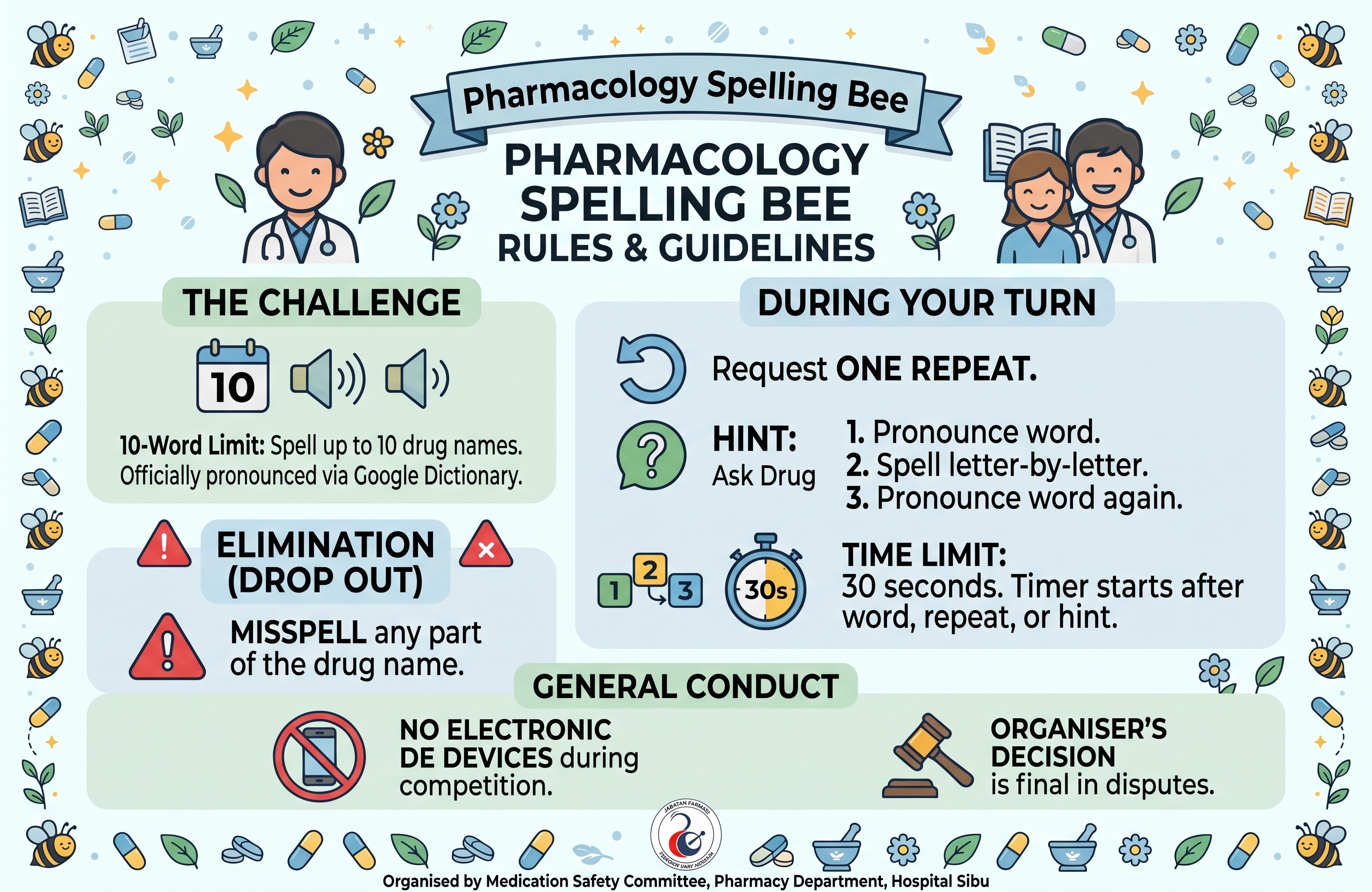 Pharmacology Spelling Bee poster